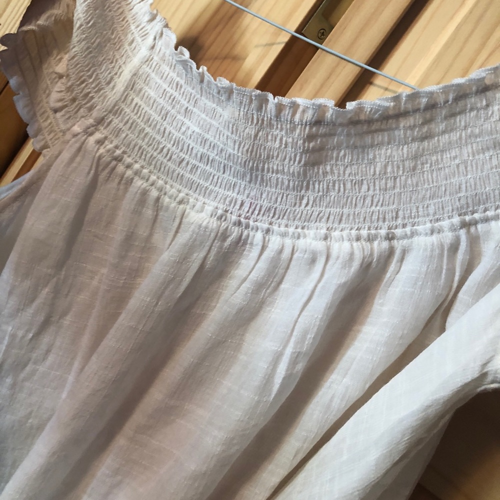 Off the shoulder white sheer blouse